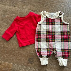 Tartan Hanna Andersson Baby Overall and Tee in Cotton Jersey‎